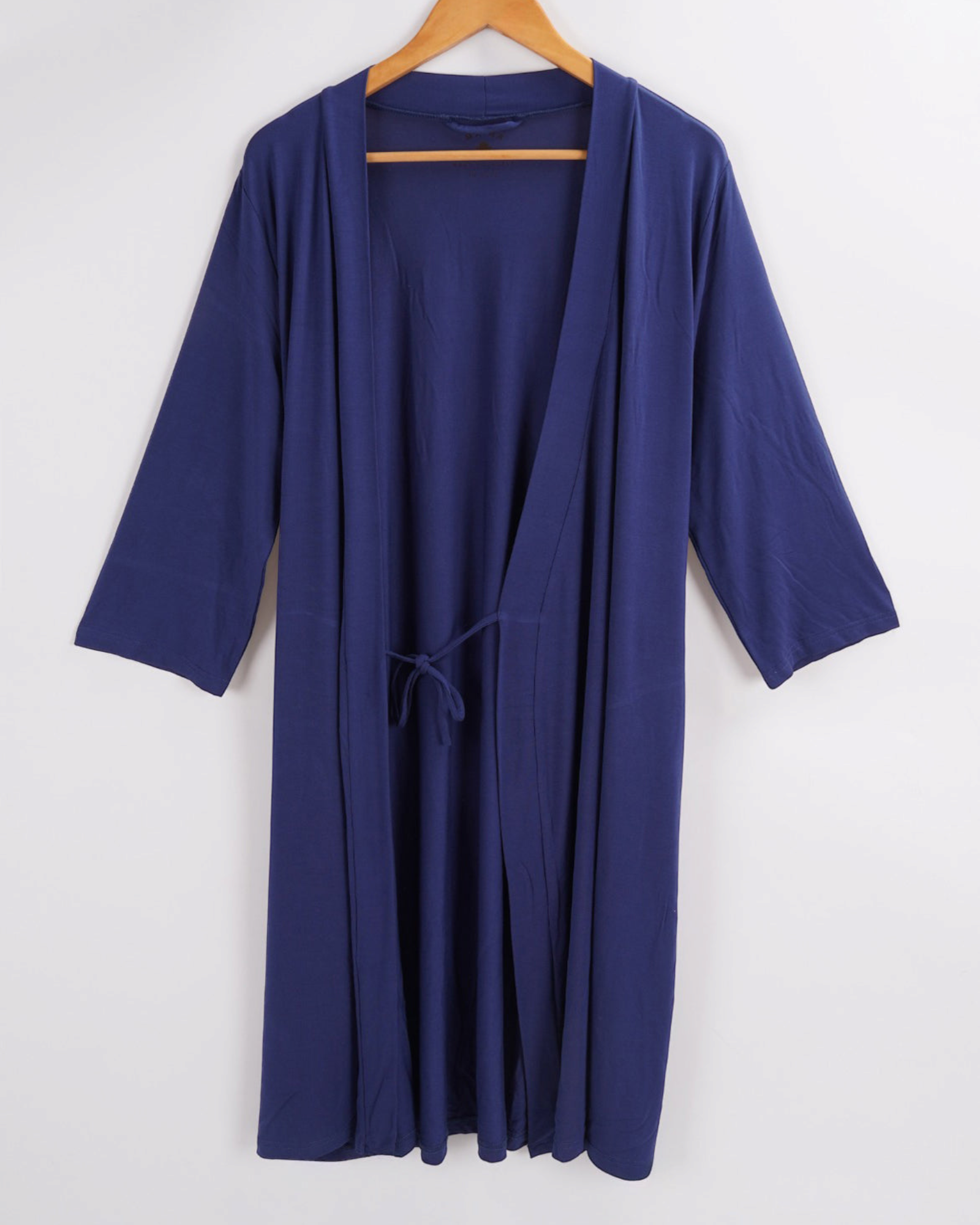 Blue Bamboo Maternity Robe Front