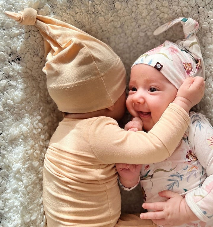 Knotted Gown With Matching Baby Hat