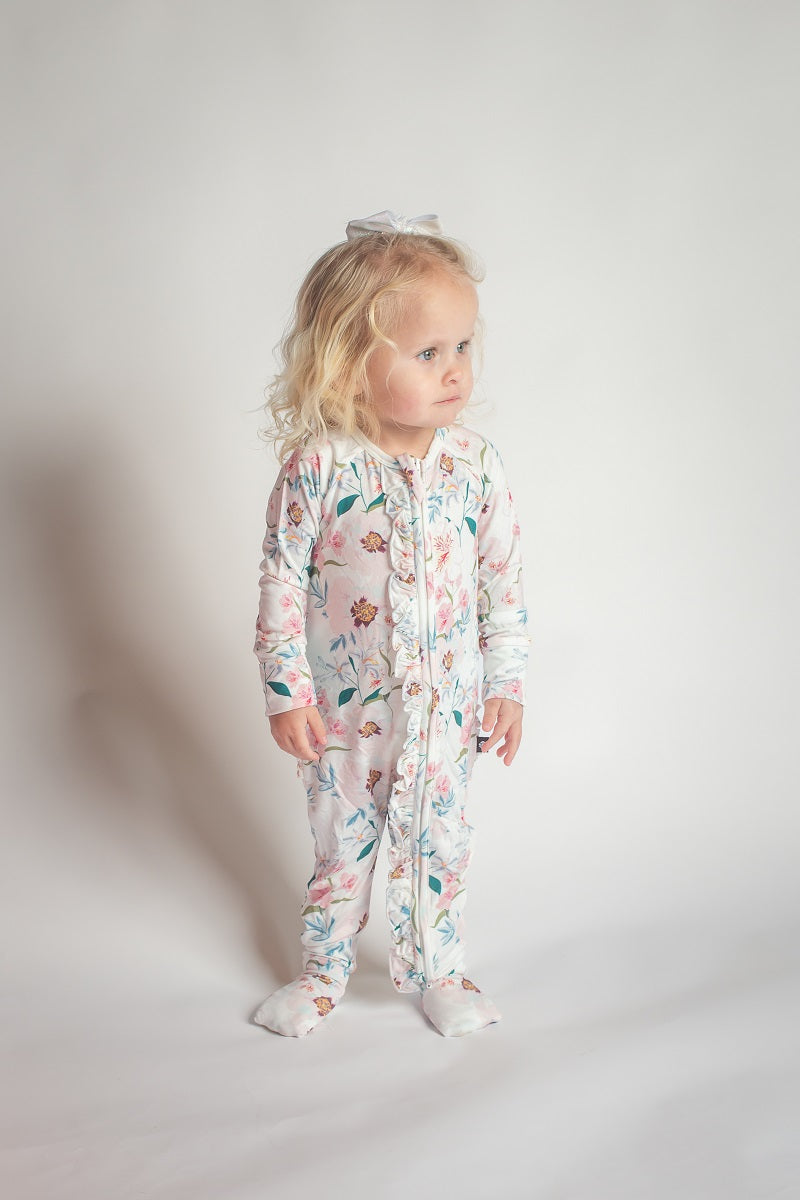 Baby in MA-MA NYC Bamboo Footie for Sleep