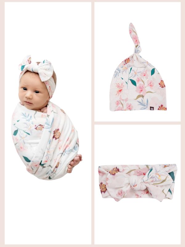 Welcome Home Set: Robe, Swaddle & Hat or Bow
