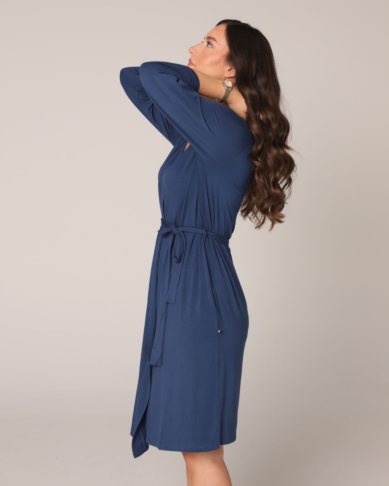 Blue Jasmine Bamboo Maternity Robe