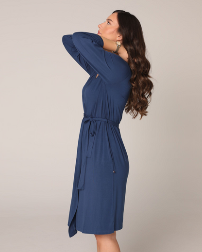 Blue Jasmine Bamboo Maternity Robe