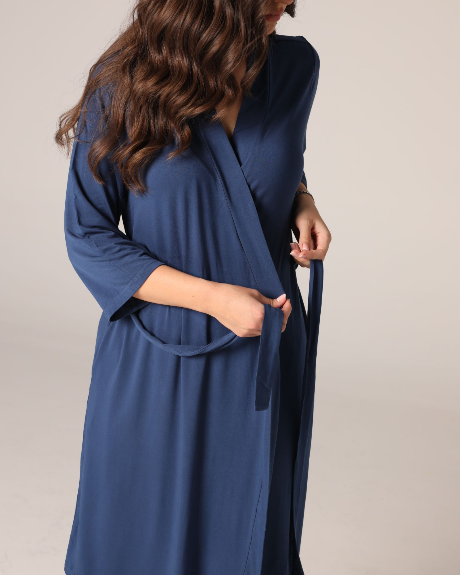 Blue Jasmine Bamboo Maternity Robe