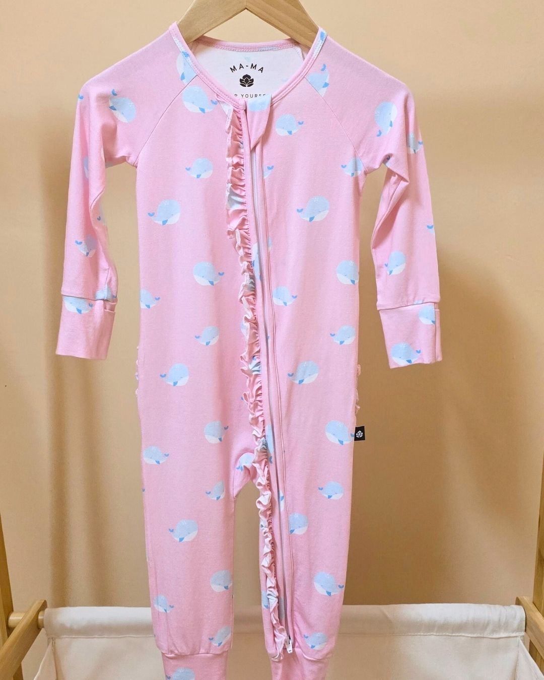 Pretty In Pink Whale Bamboo Footie for Baby Girl