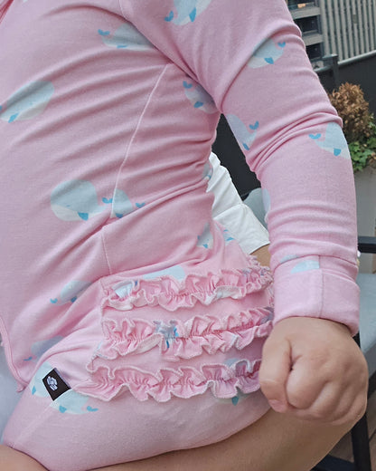 Pretty In Pink Whale Bamboo Footie for Baby Girl