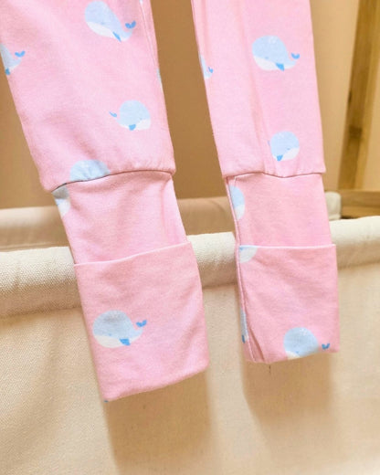 Pretty In Pink Whale Bamboo Footie for Baby Girl