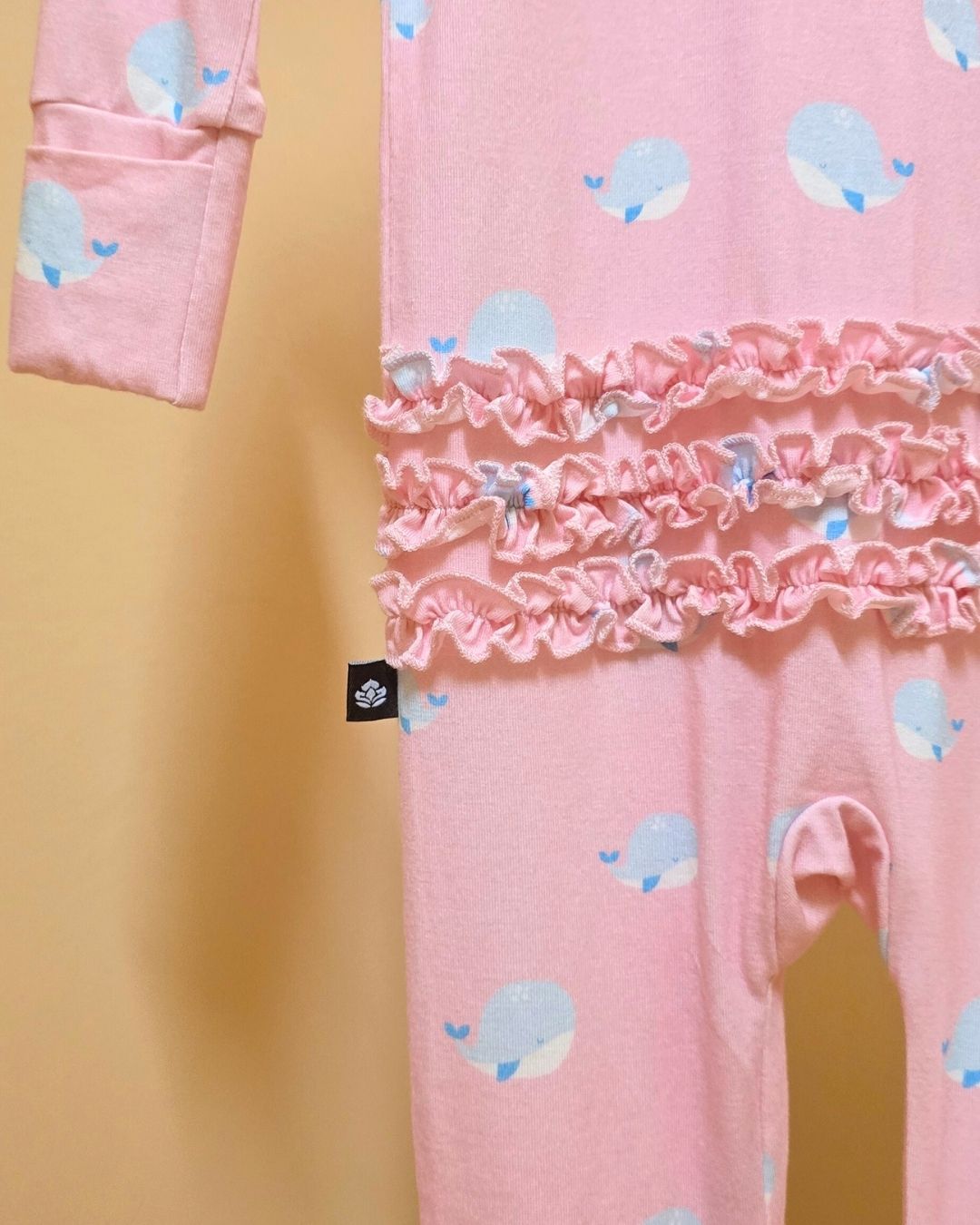 Pretty In Pink Whale Bamboo Footie for Baby Girl