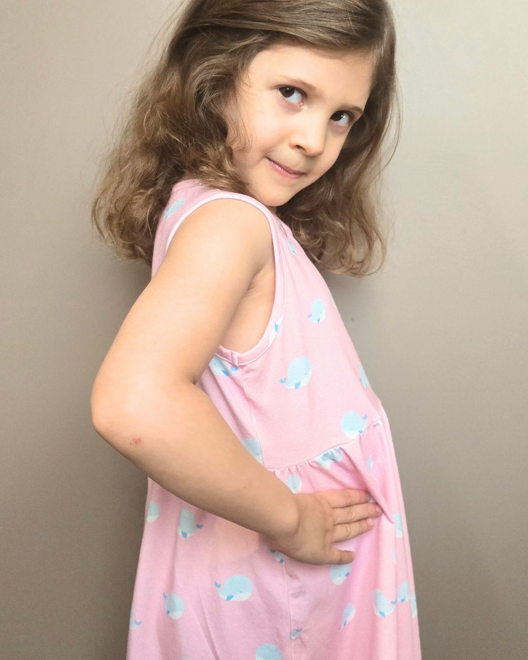 Pretty In Pink Whale Bamboo Dress for Girl