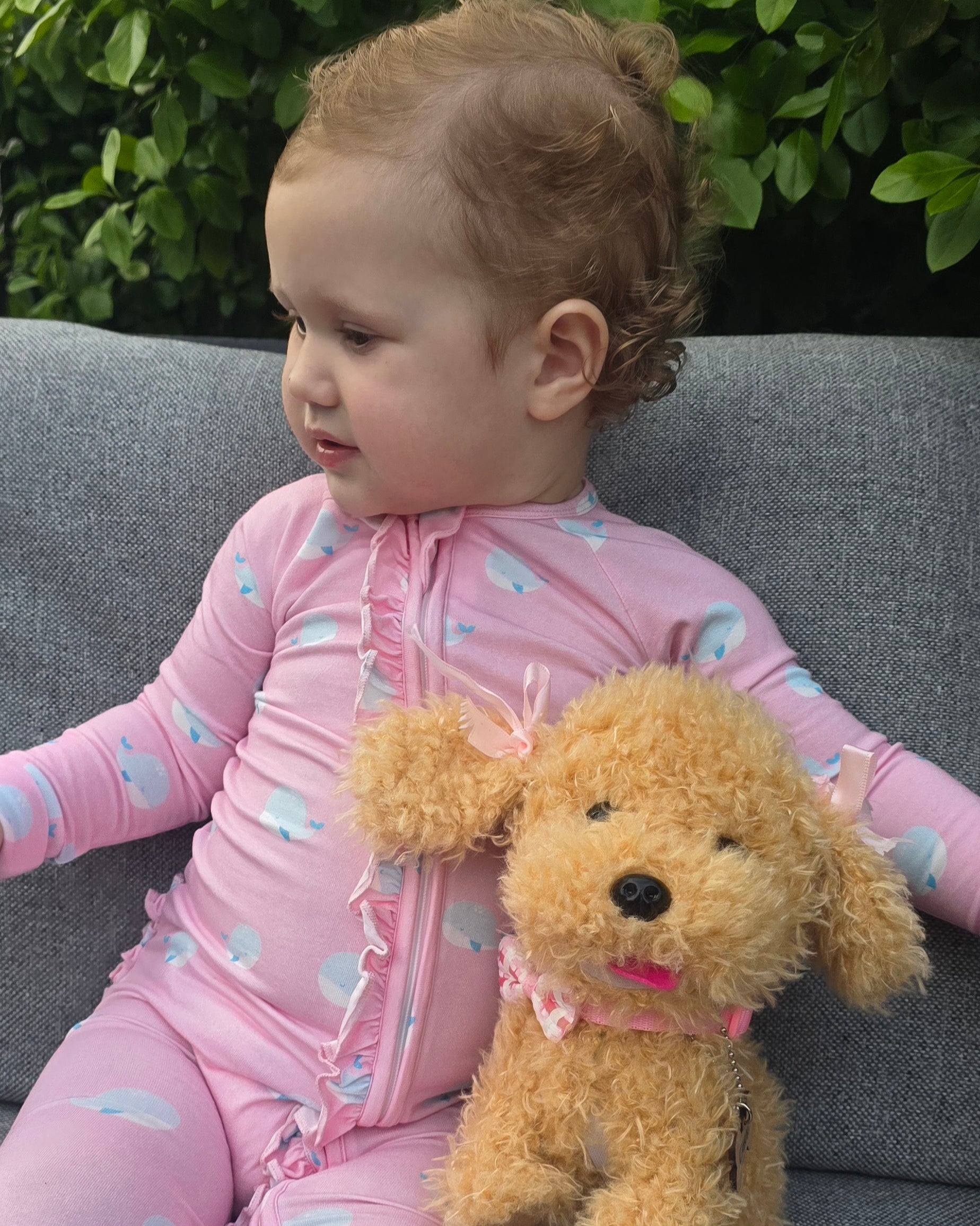 Pretty In Pink Whale Bamboo Footie for Baby Girl