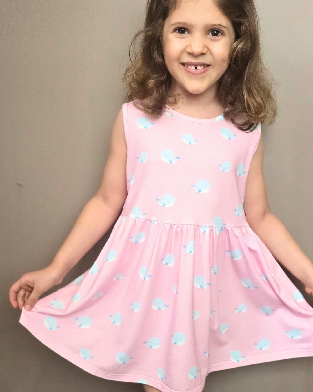 Pretty In Pink Whale Bamboo Dress for Girl
